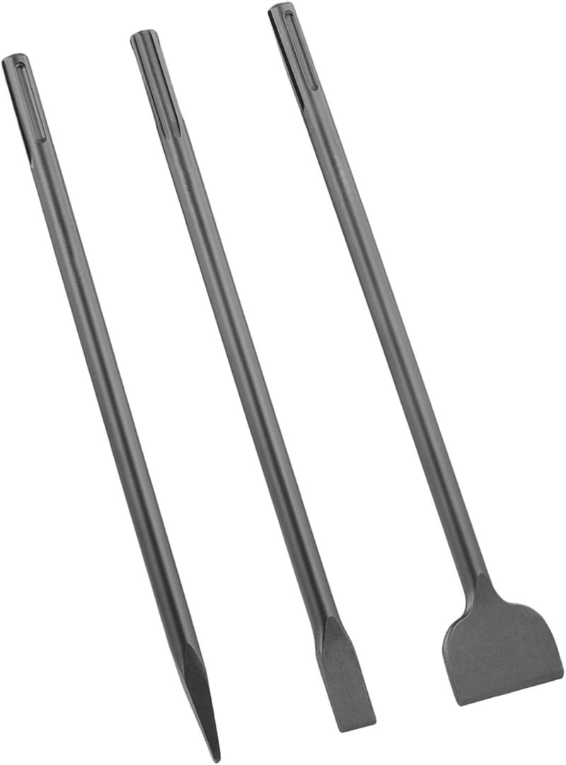 Phyxlyn 16-Inch SDS Max Chisel Set, Flat Chisel 1" (25MM) Width, Point Chisel, Scaling Chisel (50MM) Width, Ideal for Concrete Demolition, Tile Removal Tool for SDS-Max Hammer Drill Attachment - Image 1